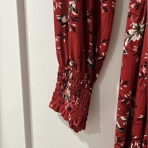 Sezane Juliane Dress; Red floral lined Midi; Size US 2/FR 34